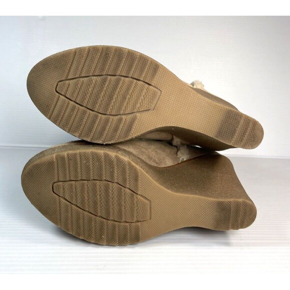 Steve Madden Tan Brown Suede Boots Mid-Calf Sz  6 M Lined Shearling Knit Cuff - Picture 12 of 16